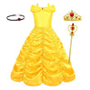 Girls Yellow Princess Costume Gown – Ruched Skirt & Party Style