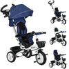 Tricycle convertible 6-en-1 pour tout-petits avec poignée de poussée parentale, canopée ajustable, et harnais de sécurité — Trike évolutif pour enfants de 1 à 5 ans