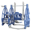 Ensemble toboggan balançoire panier de basket en matériau PE bleu, 3 en 1, adapté aux enfants de 3 à 6 ans, toboggan intérieur et extérieur