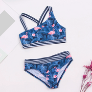 Ensemble bikini pour fille à imprimé flamant rose