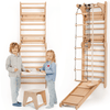 7-in-1 Wooden Swedish Wall & Climbing Ladder for Kids – Swing Set, Slide Board, Art Add-On & Gym Set