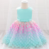 Robe de soirée pour bébé fille avec jupe en maille à volants superposée couleur bonbon