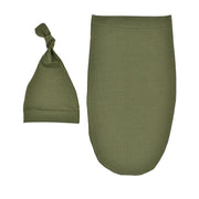 Set of Sleeping Bag Wrap, Newborn Hat, And Headband
