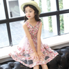 Multi-Layer Mesh and Floral Print Design Girl Summer Dress