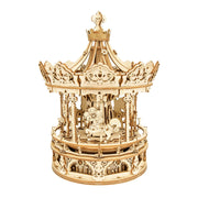 Puzzle 3D en bois | Carrousel romantique, boîte à musique mécanique | Cadeau pour vos enfants