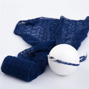 Set Blanket Wrap Soft Mohair Knitted With Baby Headband