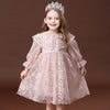 Embroidered Rose Pattern Puff Sleeves Princess Dress