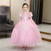 Puff Sleeve Layer Skirt Pink Princess Gown